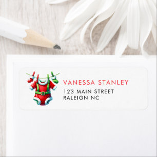 Returadressen Red jul Santa Baby Shower Returadress Etikett