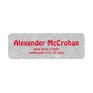 Returadressen Red och Faux Silver Foil Returadress Etikett