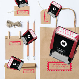 Returadressen Red White Rand Candy cane Självfärgande Stämpel