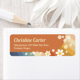 Returadressen Retro Rainbow Groovy Baby Shower Returadress Etikett