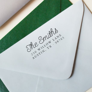 Returadressen Retro Script Calligraphy Family Stämpel