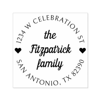 Returadressen Retro Script Family Namn Round Självfärgande Stämpel