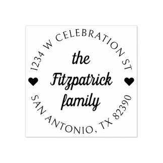 Returadressen Retro Script Family Namn Round Stämpel