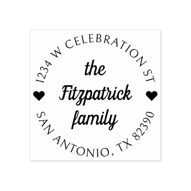 Returadressen Retro Script Family Namn Round Stämpel (Tryck)