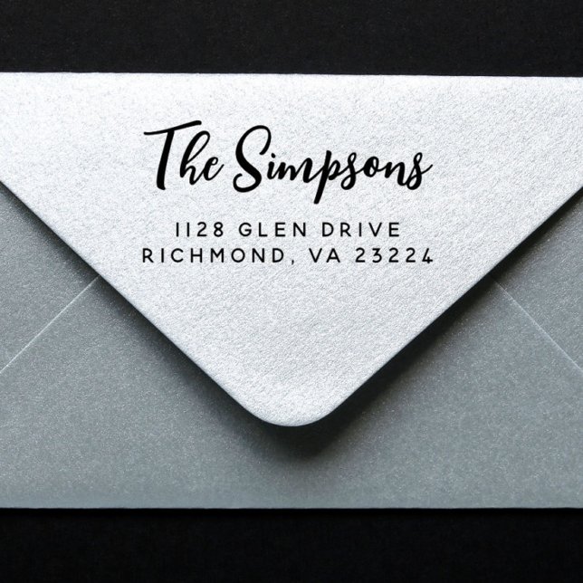 Returadressen Retro Script Family Namn Självfärgande Stämpel (Skapare uppladdad)