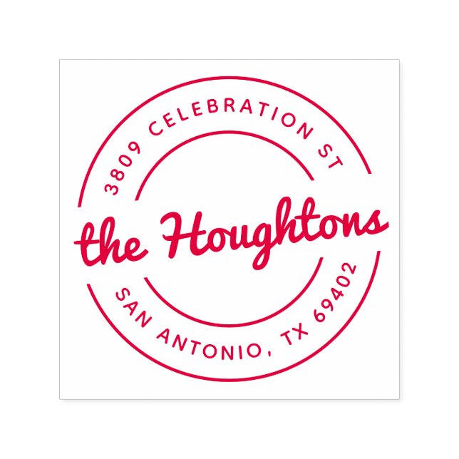 Returadressen Retro Script Round Family Namn Självfärgande Stämpel (Design)