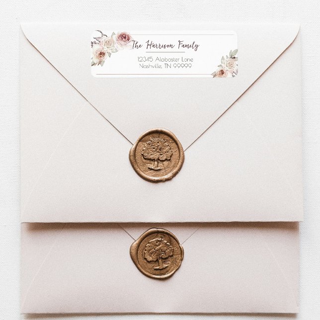 Returadressen Ro Bröllop Returadress Etikett (Bohemian Rose Wedding Return Address Label)
