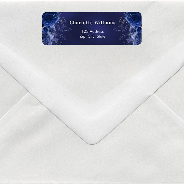 Returadressen ro för marinblå blommigtar returadress etikett (Skapare uppladdad)
