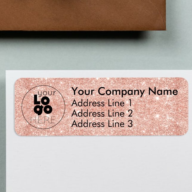 Returadressen Ro Guld Glitter Business Logotyp  Returadress Etikett (Skapare uppladdad)