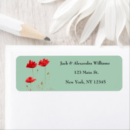 Returadressen Röd Chic för vattenfärgspopior,  för Returadress Etikett