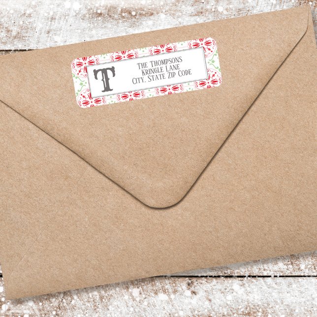 Returadressen Röd och Grönt Jul Returadress Etikett (Red and green simple return address label. )