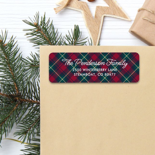 Returadressen roligt Classic Tartan Play Script Returadress Etikett (Skapare uppladdad)