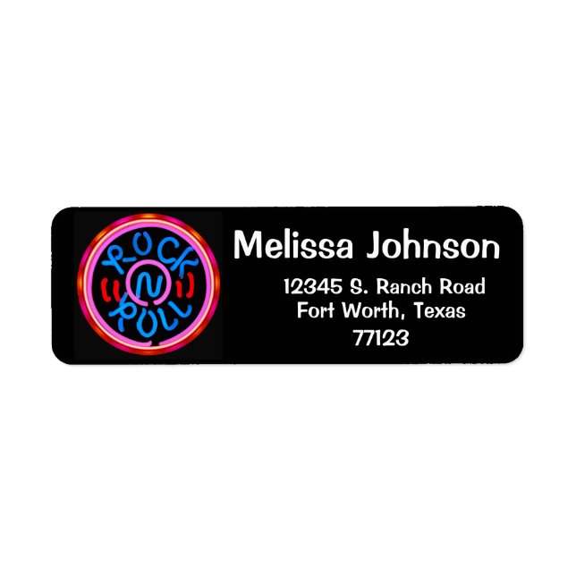 Returadressen Roll Music Neon Sign Search Returadress Etikett (Framsidan)
