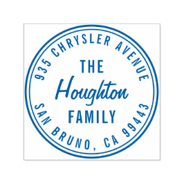 Returadressen Round Modern Script Family Namn Självfärgande Stämpel