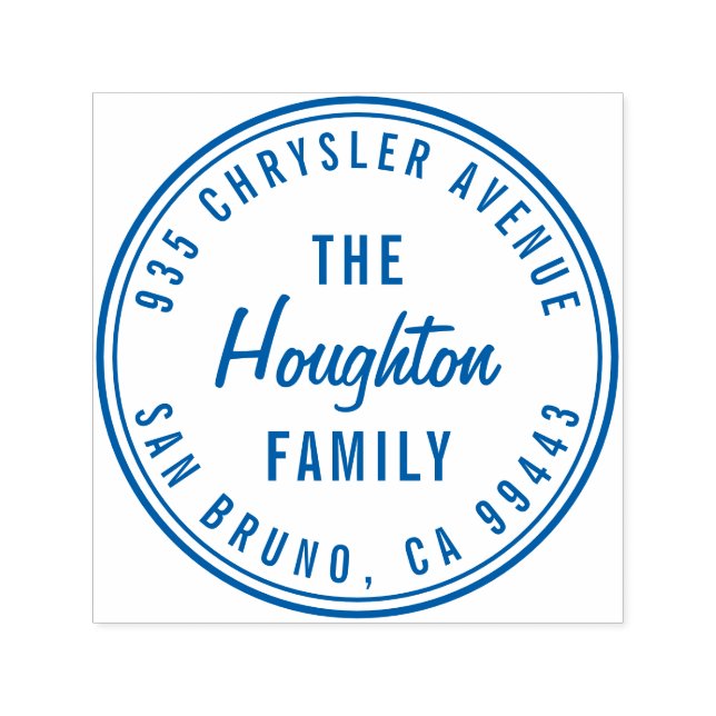 Returadressen Round Modern Script Family Namn Självfärgande Stämpel (Design)