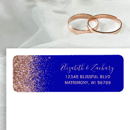 Returadressen Royal Blue Ro Guld Glitter Returadress Etikett