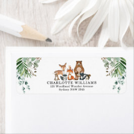 Returadressen Rustic Botanical Woodland Animals Returadress Etikett
