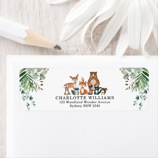 Returadressen Rustic Botanical Woodland Animals Returadress Etikett (Insitu)