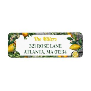 Returadressen Rustic Citrus Garden Returadress Etikett