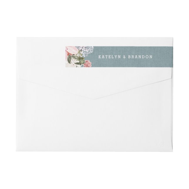 Returadressen Rustic Dusty Blue Burlap Bröllop Etikettband (Baksidan)