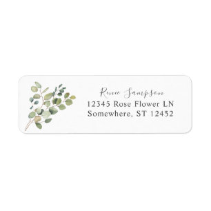 Returadressen Rustic Eucalyptus Greenery Duo Returadress Etikett