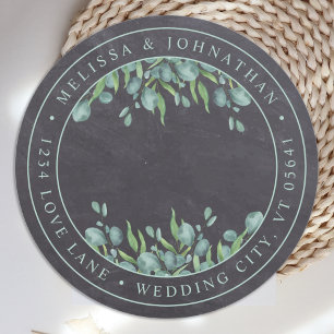 Returadressen Rustic Eucalyptus Greenery Runt Klistermärke