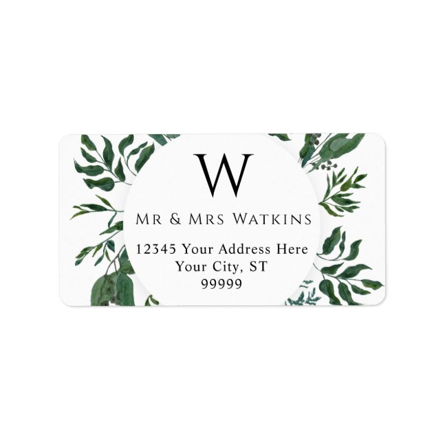 Returadressen Rustic Foliage Bröllop Greenery Adressetikett (Framsidan)