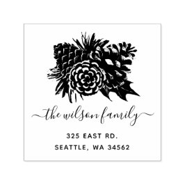 Returadressen Rustic Gräs Cone Fir Helgdagar Självfärgande Stämpel