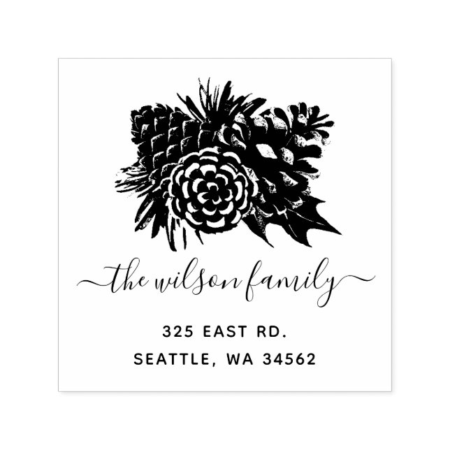 Returadressen Rustic Gräs Cone Fir Helgdagar Självfärgande Stämpel (Design)