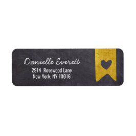 Returadressen Rustic Guld Banner Chalkboard Heart Returadress Etikett