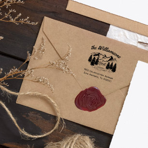 Returadressen Rustic Hand-dragen Mountain & Forest Självfärgande Stämpel