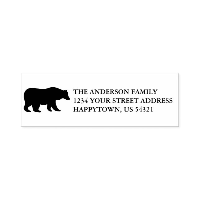 Returadressen Rustic Helgdag Bear Family Namn Självfärgande Stämpel (Design)