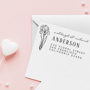 Returadressen Rustic Iris Flower Custom Names Stämpel