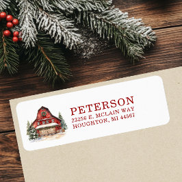 Returadressen Rustic jul Barn Returadress Etikett