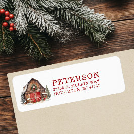 Returadressen Rustic jul Barn Returadress Etikett