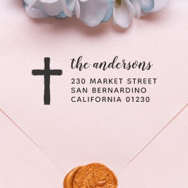 Returadressen Rustic Kor Script Family Namn Självfärgande Stämpel