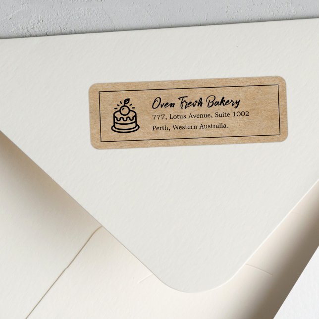 Returadressen Rustic Kraft Cake Bakery Returadress Etikett (Skapare uppladdad)
