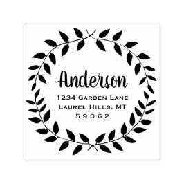 Returadressen Rustic Land Greenery Family Namn Självfärgande Stämpel