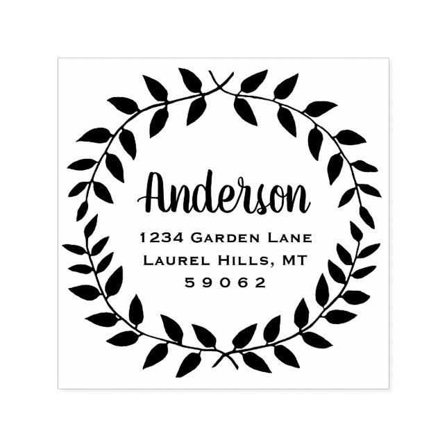 Returadressen Rustic Land Greenery Family Namn Självfärgande Stämpel (Design)