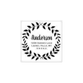 Returadressen Rustic Land Greenery Family Namn Stämpel