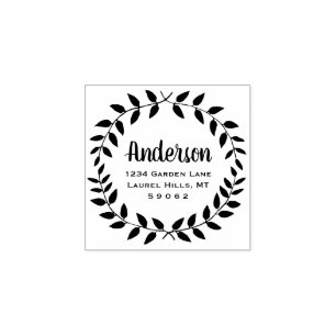 Returadressen Rustic Land Greenery Family Namn Stämpel