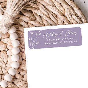 Returadressen Rustic Lavender Wildblomma Bröllop Returadress Etikett