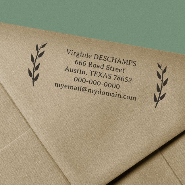 Returadressen Rustic Löv Självfärgande Stämpel (Rustic Leaves Return Address Self-inking Stamp)