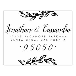 Returadressen Rustic Lövs & Calligraphy Script Stämpel