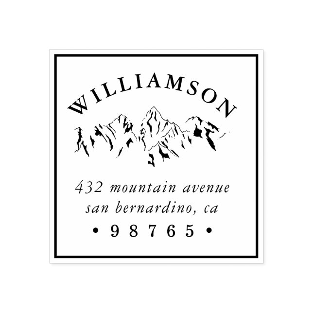 Returadressen Rustic Mountain Sketch Stämpel (Tryck)