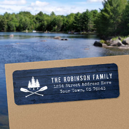 Returadressen Rustic Oars Träd Blue Wood Print Returadress Etikett