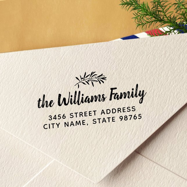 Returadressen Rustic Olive Gren Självfärgande Stämpel (Skapare uppladdad)