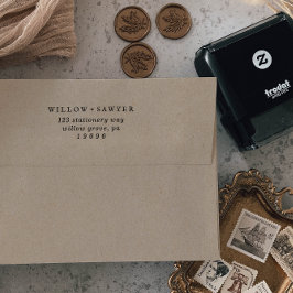 Returadressen Rustic Script Bröllop Självfärgande Stämpel