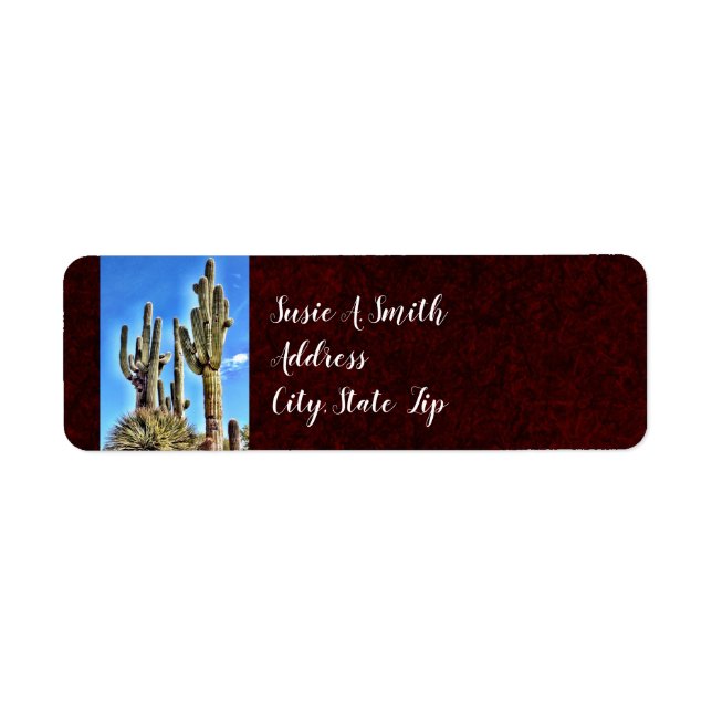 Returadressen Rustic Southwest Saguaro Cactus Returadress Etikett (Framsidan)