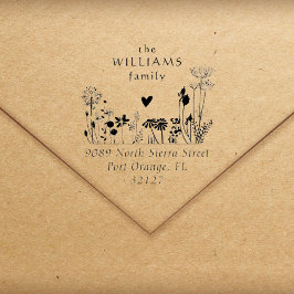 Returadressen Rustic Wildblommor Elegant Family Stämpel